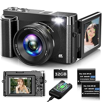 Amazon | デジタルカメラ 4K デジカメ 4800万画素 180度回転可能